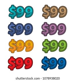 Illustration Vector of price 99 dollars