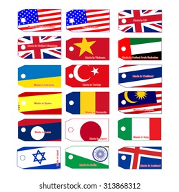 illustration vector price tag with flag of many countries
