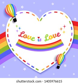 Illustration vector of Pride Day design with rainbow balloons on heart frame