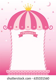 Illustration vector of princess cute frame decorated with crown on pink background design for template.