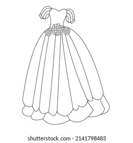 Illustration Vector Princess Dress Coloring Page Stock Vector (Royalty ...