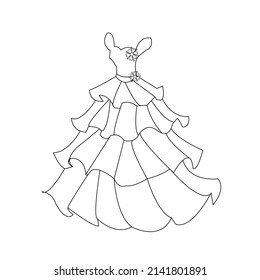 Illustration vector of Princess dress coloring page. Anti-stress coloring book for kids and adults. black and white dress line