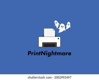 Illustration Vector: Printnightmare bugs from system computer.