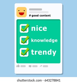 illustration vector of profile frame template on good content strategy as digital media marketing as concept.