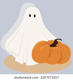 illustration vector pumpkin cute character ghost 