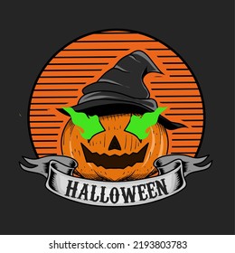 illustration vector of pumpkin in halloween perfect for print,etc