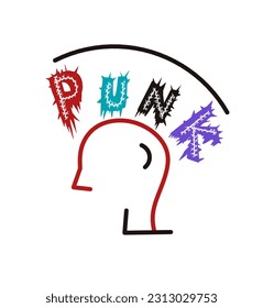 illustration, vector punk hairstyle on a white background