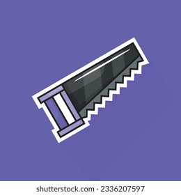 Illustration Vector of Purple Handsaw in Flat Design
