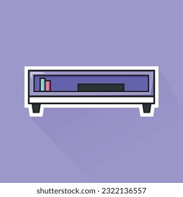 Vector de ilustración de escritorio de TV morado en diseño plano