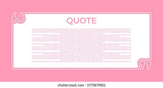 Illustration vector of quote background. Remark quote text box poster template concept. blank empty frame citation. Quotation paragraph symbol icon. double bracket comma mark. bubble dialogue banner.