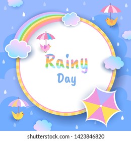 Illustration Vector Rainy Day Blue Background Stock Vector (Royalty ...