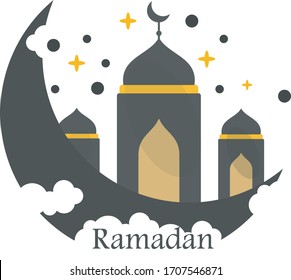 Illustration Vector: Ramadan Greeting card With Mosques and Moon