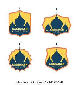 Illustration vector of Ramadan Kareem mosque Badges collections, flyer template, ramadan banner, logo muslim.