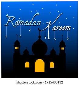 illustration Vector ramadan kareem, a simple modern black mosque. Suitable for brochures, templates, backgrounds, posters