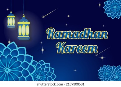 Illustration vector ramadhan kareem background banner night sky 