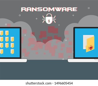 Illustration vector: ransomware concept file transfer infected