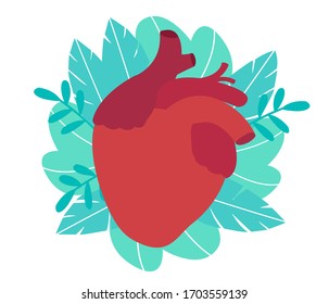 Illustration der Vektorillustration reales Herz im flachen Stil. Vorlage oder Banner.