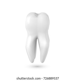 Illustration of Vector Realistic 3D Tooth. Healthy Teeth Care Vector Product Template Isolated on White Background