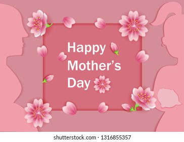 Illustration vector realistic cherry blossom flower or pink Japanese Sakura on Hanami festival or woman's cord decoration as concept
