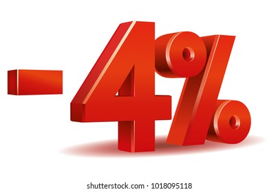 illustration vector in red color of 4 percent isolated in white background