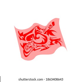 Illustration Vector a Red Doodle on the Flag