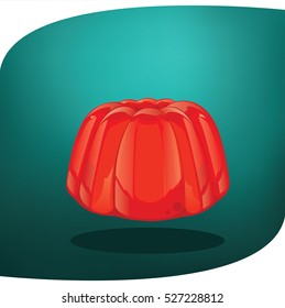  illustration vector . Red jelly pudding isolated.