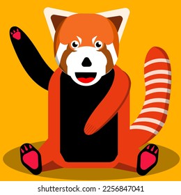 Illustration vector of red panda cute character. Fit for poster, children cover book, children coloring book, etc. 