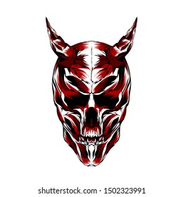 Illustration vector the red skull demon