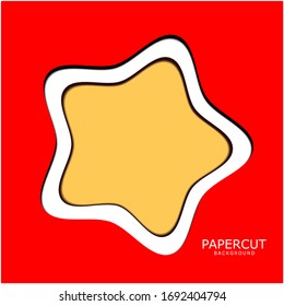 Illustration vector of red star papercut background