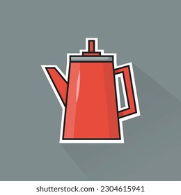 Illustration, Vektorgrafik des roten Teapots in flachem Design
