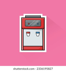Illustration Vector of Red Water Dispenser in Flat Design