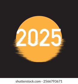 Illustration vector of reflection water of 2025 year with sunrise for start new business of new year concept , By EPS file.