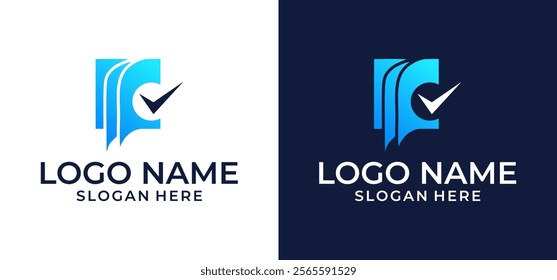 Illustration Vector report check logo design, book check logo, education logo design template.