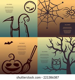 Illustration of vector retro graphical posters with Halloween elements