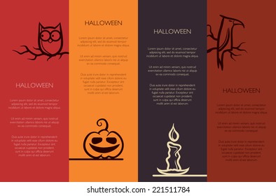Illustration of vector retro graphical templates with Halloween elements