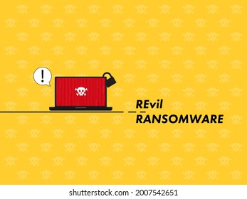 Illustration Vector: Revil ransomware affect system computer.