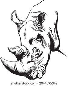 illustration vector rhinoceros eps black
