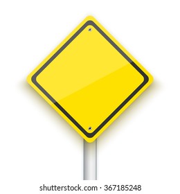 Illustration of Vector Road Sign. Realistic Vector EPS10 Yellow Isolated Road Sign