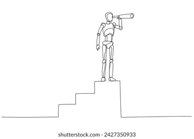 Illustration of Vector Robot chatbot, AI in science and business and telescope. Vision concept in business 