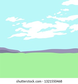 Illustration in vector, rural landscape, with trees, beautiful view, open space