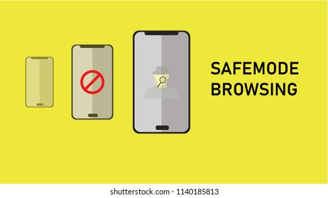 Illustration vector of Safemode browsing on smartphone