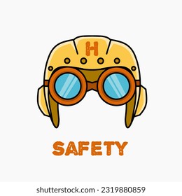 illustration vector of safety pilot helmet perfect for print and editable 