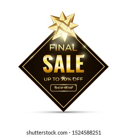 Illustration of Vector Sale Banner Sticker Template. Final Sale Lettering with Rose Gold Glitter Effect