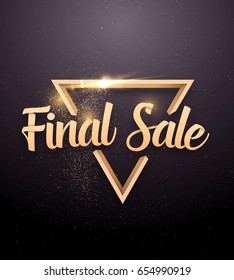 Illustration of Vector Sale Banner Sticker Template. Final Sale Lettering with Rose Gold Glitter Effect