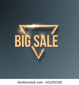 Illustration of Vector Sale Banner Template. Big Sale Sticker with Gold Glitter Effect