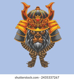 Illustration Vector Samurai gorila or kong 