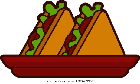 illustration of vector sandwich on the plate