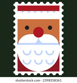 Illustration, vector, Santa Claus, postage stamp, illustration, year, christmas, decoration, holiday, vector, winter, xmas, postage stamp
