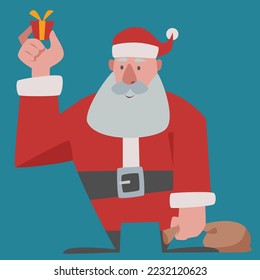 illustration vector of Santa and present,good for postcard,sticker,book cover,or notebook,phonecase