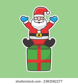 ilustración vector santa sentada en regalo